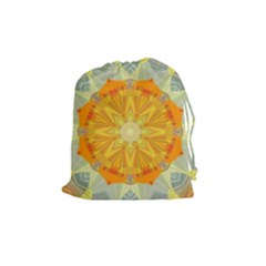 Sunshine Sunny Sun Abstract Yellow Drawstring Pouches (medium)  by Nexatart