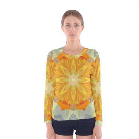 Sunshine Sunny Sun Abstract Yellow Women s Long Sleeve Tee by Nexatart