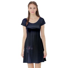 Abstract Dark Stylish Background Short Sleeve Skater Dress