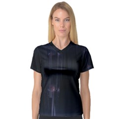 Abstract Dark Stylish Background Women s V-Neck Sport Mesh Tee