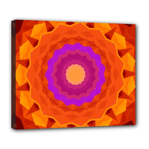 Mandala Orange Pink Bright Deluxe Canvas 24  X 20   by Nexatart