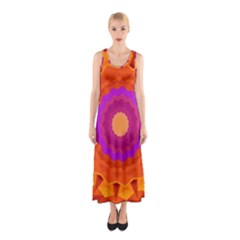 Mandala Orange Pink Bright Sleeveless Maxi Dress by Nexatart