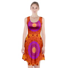 Mandala Orange Pink Bright Racerback Midi Dress by Nexatart