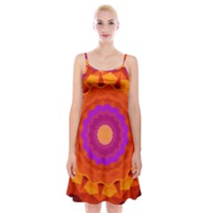 Mandala Orange Pink Bright Spaghetti Strap Velvet Dress