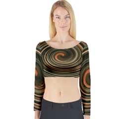 Strudel Spiral Eddy Background Long Sleeve Crop Top by Nexatart