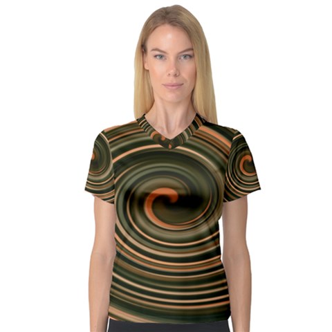 Strudel Spiral Eddy Background Women s V-neck Sport Mesh Tee by Nexatart