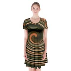 Strudel Spiral Eddy Background Short Sleeve V-neck Flare Dress by Nexatart