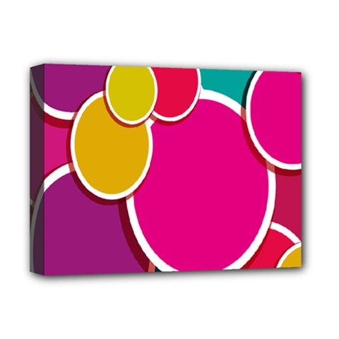 Paint Circle Red Pink Yellow Blue Green Polka Deluxe Canvas 16  X 12   by Mariart