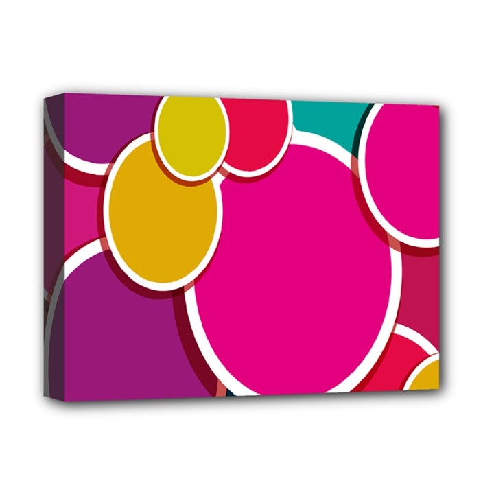 Paint Circle Red Pink Yellow Blue Green Polka Deluxe Canvas 16  x 12  