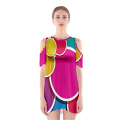 Paint Circle Red Pink Yellow Blue Green Polka Shoulder Cutout One Piece by Mariart