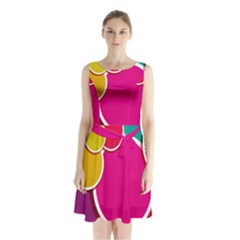 Paint Circle Red Pink Yellow Blue Green Polka Sleeveless Chiffon Waist Tie Dress by Mariart