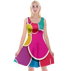 Paint Circle Red Pink Yellow Blue Green Polka Reversible Velvet Sleeveless Dress