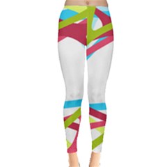 Nets Network Green Red Blue Line Leggings  by Mariart