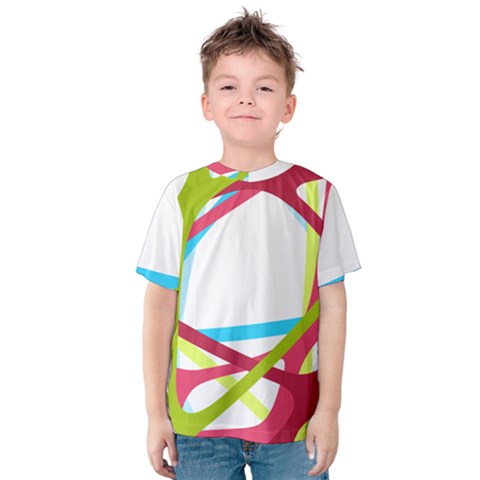 Nets Network Green Red Blue Line Kids  Cotton Tee by Mariart