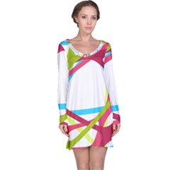 Nets Network Green Red Blue Line Long Sleeve Nightdress by Mariart