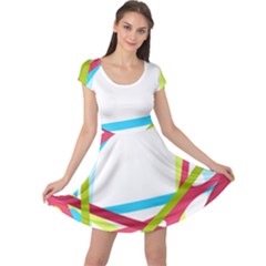 Nets Network Green Red Blue Line Cap Sleeve Dresses by Mariart