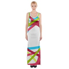 Nets Network Green Red Blue Line Maxi Thigh Split Dress by Mariart