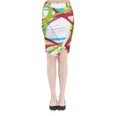 Nets Network Green Red Blue Line Midi Wrap Pencil Skirt by Mariart