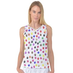 Paw Prints Dog Cat Color Rainbow Animals Women s Basketball Tank Top by Mariart