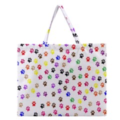 Paw Prints Dog Cat Color Rainbow Animals Zipper Large Tote Bag by Mariart