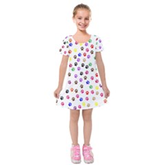 Paw Prints Dog Cat Color Rainbow Animals Kids  Short Sleeve Velvet Dress by Mariart