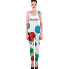 Polka Dot Circle Red Blue Green Onepiece Catsuit by Mariart