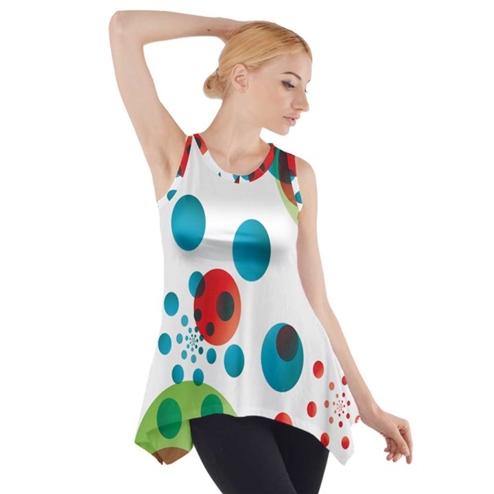 Polka Dot Circle Red Blue Green Side Drop Tank Tunic