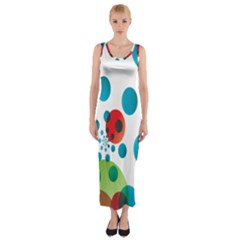 Polka Dot Circle Red Blue Green Fitted Maxi Dress by Mariart