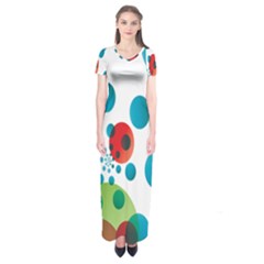 Polka Dot Circle Red Blue Green Short Sleeve Maxi Dress by Mariart