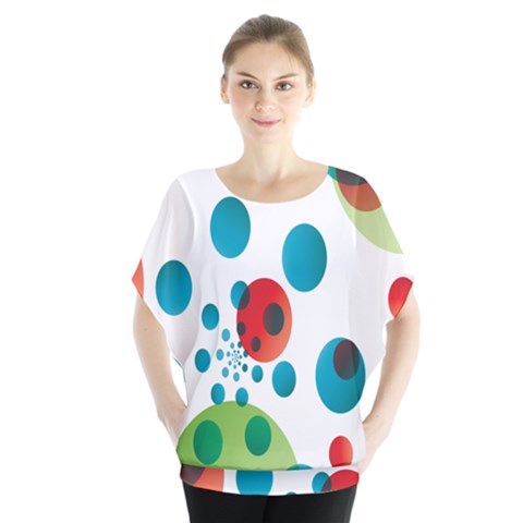 Polka Dot Circle Red Blue Green Blouse by Mariart