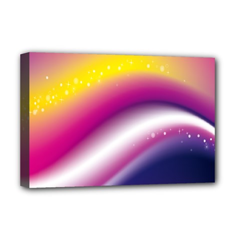 Rainbow Space Red Pink Purple Blue Yellow White Star Deluxe Canvas 18  X 12   by Mariart