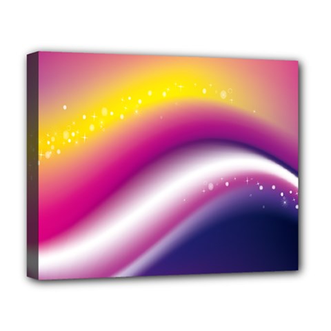 Rainbow Space Red Pink Purple Blue Yellow White Star Deluxe Canvas 20  X 16   by Mariart