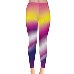 Rainbow Space Red Pink Purple Blue Yellow White Star Leggings  by Mariart