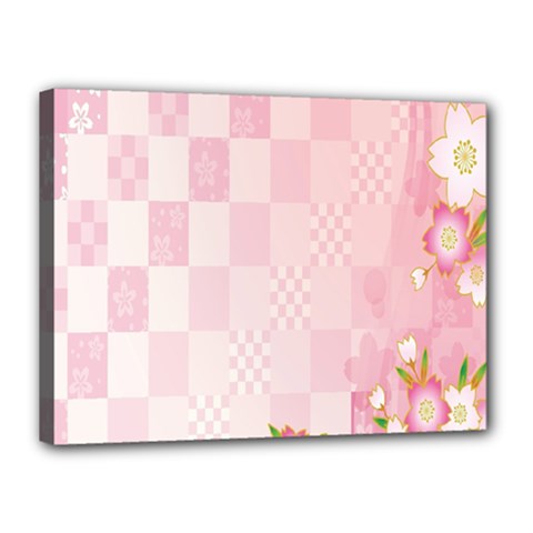 Sakura Flower Floral Pink Star Plaid Wave Chevron Canvas 16  X 12  by Mariart