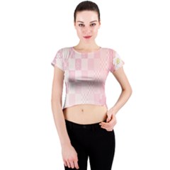 Sakura Flower Floral Pink Star Plaid Wave Chevron Crew Neck Crop Top by Mariart