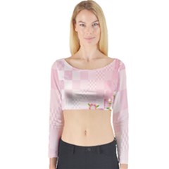 Sakura Flower Floral Pink Star Plaid Wave Chevron Long Sleeve Crop Top by Mariart