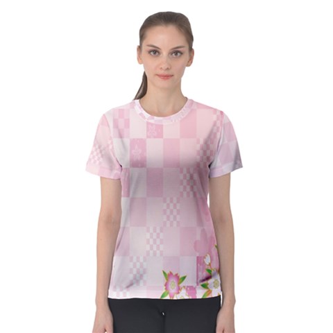 Sakura Flower Floral Pink Star Plaid Wave Chevron Women s Sport Mesh Tee by Mariart