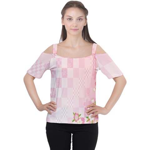 Sakura Flower Floral Pink Star Plaid Wave Chevron Women s Cutout Shoulder Tee by Mariart