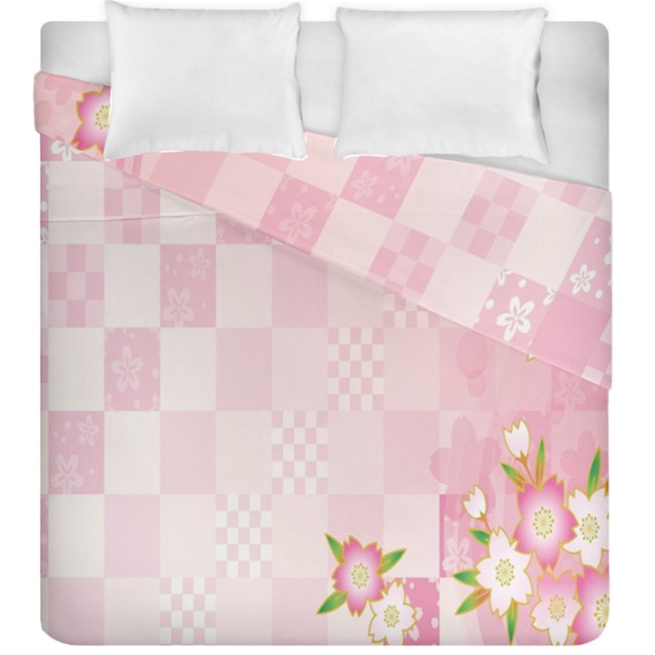 Sakura Flower Floral Pink Star Plaid Wave Chevron Duvet Cover Double Side (King Size)