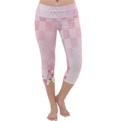 Sakura Flower Floral Pink Star Plaid Wave Chevron Capri Yoga Leggings by Mariart