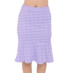 Plaid Purple White Line Mermaid Skirt