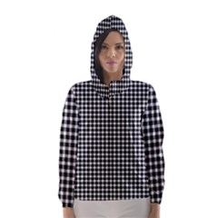 Plaid Black White Line Hooded Wind Breaker (women)