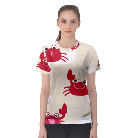 Sand Animals Red Crab Women s Sport Mesh Tee by Mariart