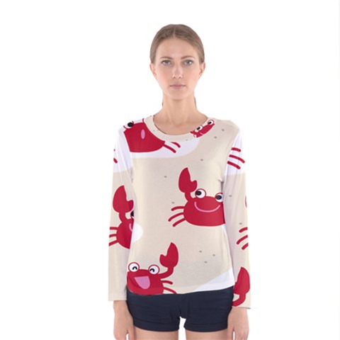 Sand Animals Red Crab Women s Long Sleeve Tee by Mariart