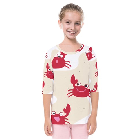 Sand Animals Red Crab Kids  Quarter Sleeve Raglan Tee by Mariart