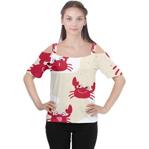 Sand Animals Red Crab Women s Cutout Shoulder Tee by Mariart