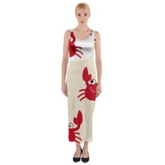 Sand Animals Red Crab Fitted Maxi Dress by Mariart