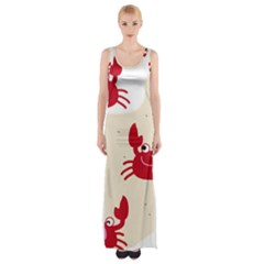 Sand Animals Red Crab Maxi Thigh Split Dress by Mariart