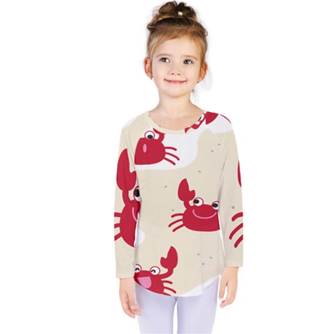 Sand Animals Red Crab Kids  Long Sleeve Tee by Mariart