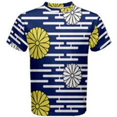 Sunflower Line Blue Yellpw Men s Cotton Tee by Mariart